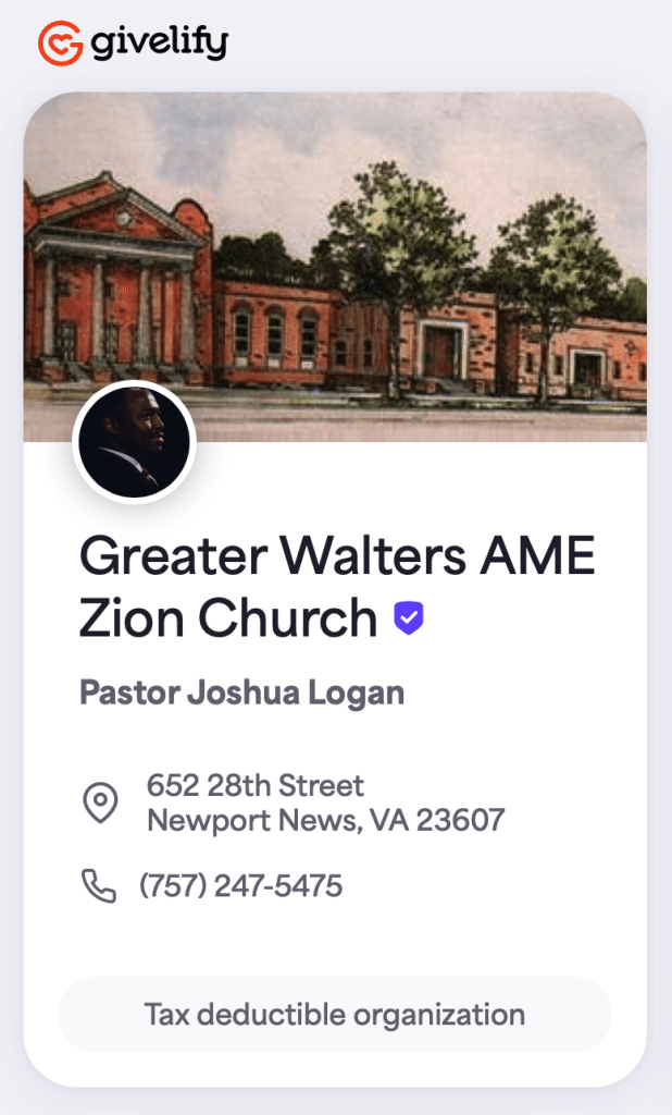 Greater walters AME Zion Church Givelify